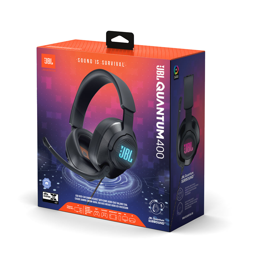 JBL Quantum 400 Wired Gaming Headphones with USB & Microphone